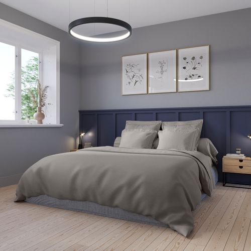 Housse De Couette Partition Satin De Coton Coloris Gris 200 X 200 Cm Gris