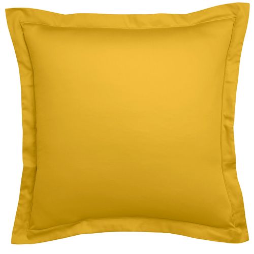 Taie D'oreiller Partition Satin De Coton Coloris Curry 65 X 65 Cm Jaune