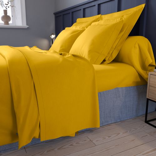 Taie D'oreiller Partition Satin De Coton Coloris Curry 50 X 75 Cm Jaune