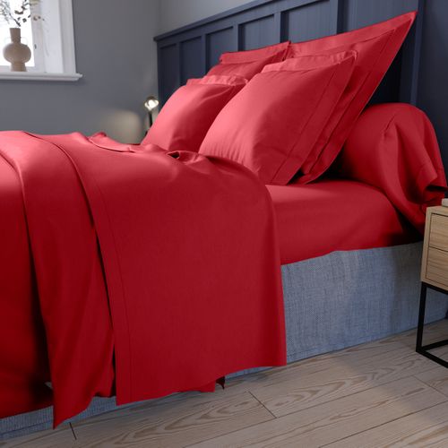 Taie D'oreiller Partition Satin De Coton Coloris Rouge 50 X 75 Cm Rouge