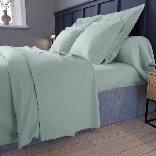 Taie D'oreiller Partition Satin De Coton Coloris Menthe 65 X 65 Cm Vert