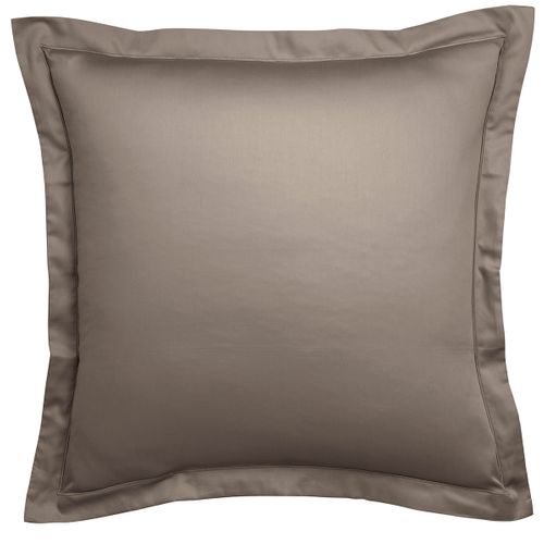 Taie D'oreiller Partition Satin De Coton Coloris Taupe 65 X 65 Cm Marron