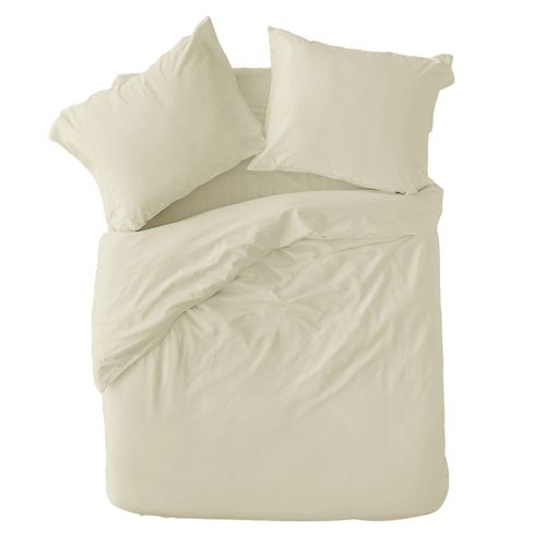 Pack Housse De Couette + Taie(s) D'oreiller Coton Thermorégulé Ivoire 220 X 240 Cm Beige