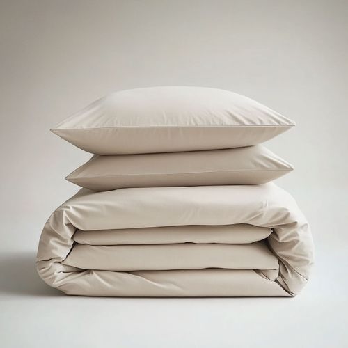 Pack Housse De Couette + Taie(s) D'oreiller Coton Thermorégulé Ivoire 220 X 240 Cm Beige