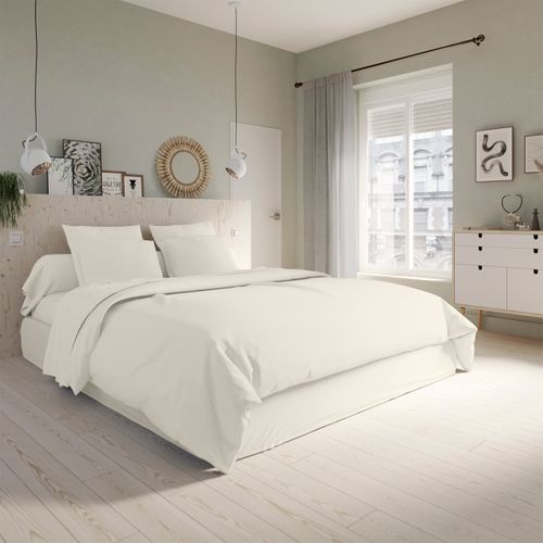 Housse De Couette Studio Coton Lin 140 X 200 Cm Blanc