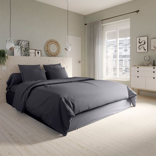 Housse De Couette Studio Coton Carbone 200 X 200 Cm Gris