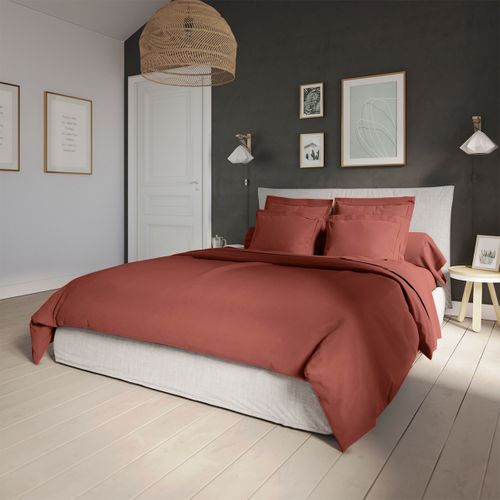 Housse De Couette Influence Percale Brique 240 X 260 Cm Rouge