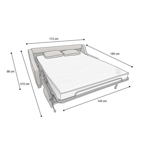 Impala Bd Canapé Convertible 3 Places Taupe Matelas Simmons 140 cm