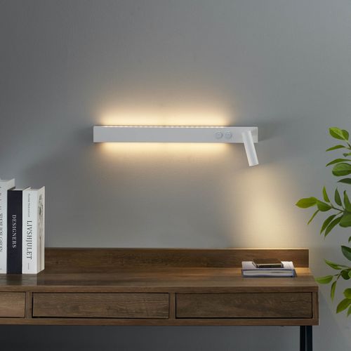 Longue Applique Murale Blanche Avec Liseuse - Stanli