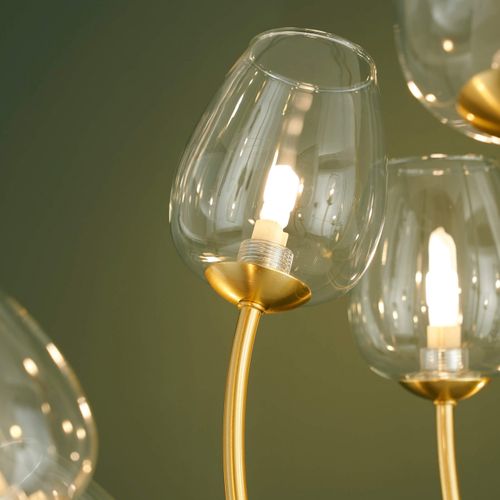 Lustre Doré 12 Tulipes De Verre - Lucciana
