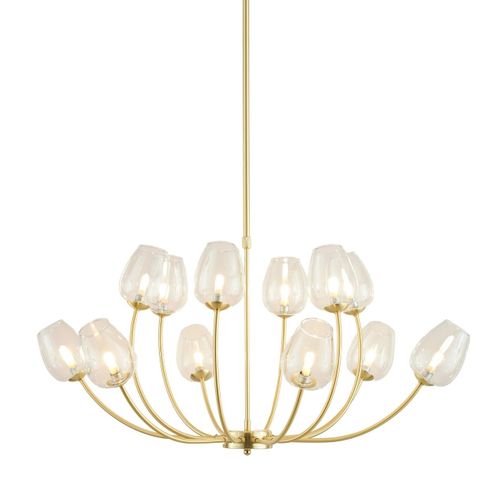 Lustre Doré 12 Tulipes De Verre - Lucciana