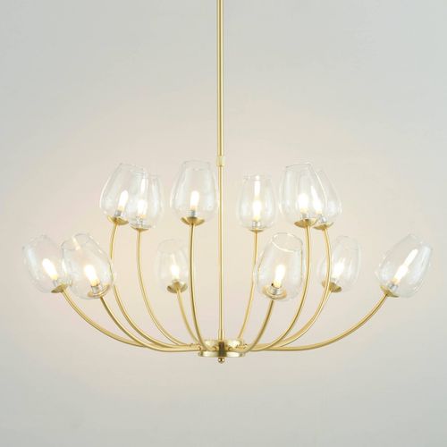 Lustre Doré 12 Tulipes De Verre - Lucciana