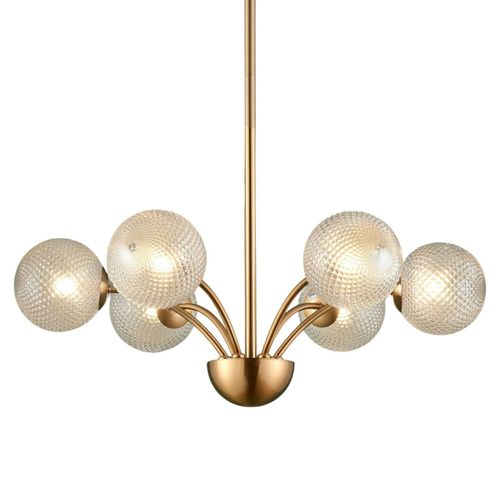 Lustre Doré Moderne 6 Boules En Verre - Gala