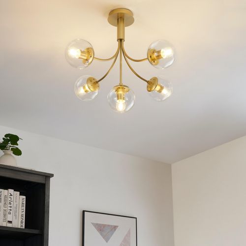 Plafonnier Laiton Élégantes Boules Dorées - Ciara