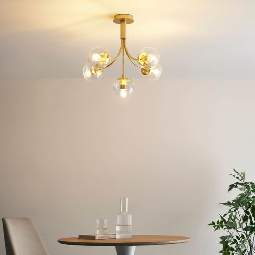 Plafonnier Laiton Élégantes Boules Dorées - Ciara