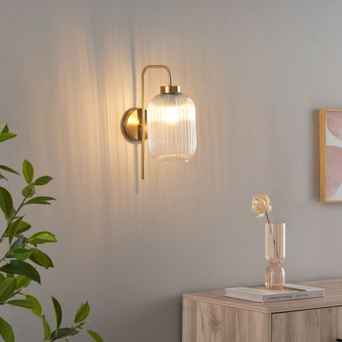 Applique Dorée Vintage Verre Cannelé - Canelia