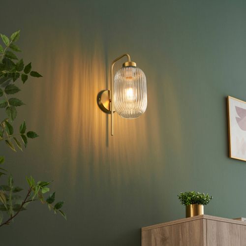 Applique Dorée Vintage Verre Cannelé - Canelia