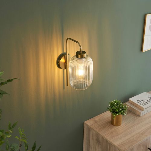 Applique Dorée Vintage Verre Cannelé - Canelia