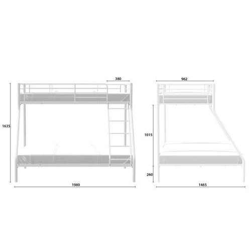Bruce Lits Superposés 3 Places - 90/140 X 190 Cm - Blanc - En Métal - Sommiers Inclus
