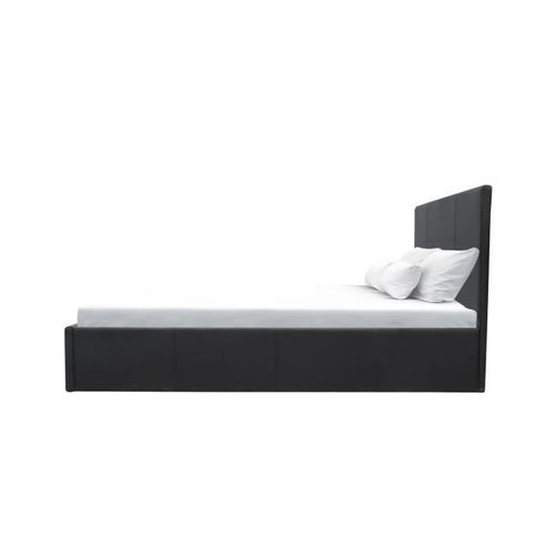 Martin Lit Adulte - 140 X 190 Cm + Coffre De Rangement - Simili Noir - Sommier Inclus