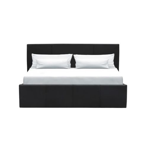 Martin Lit Adulte - 140 X 190 Cm + Coffre De Rangement - Simili Noir - Sommier Inclus