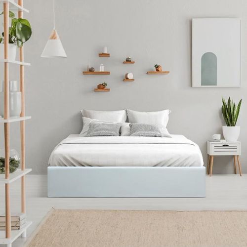 Eclipse Lit Coffre Adulte 160 X 200 Cm - Simili Blanc - Sommier Inclus