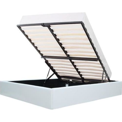 Eclipse Lit Coffre Adulte 160 X 200 Cm - Simili Blanc - Sommier Inclus