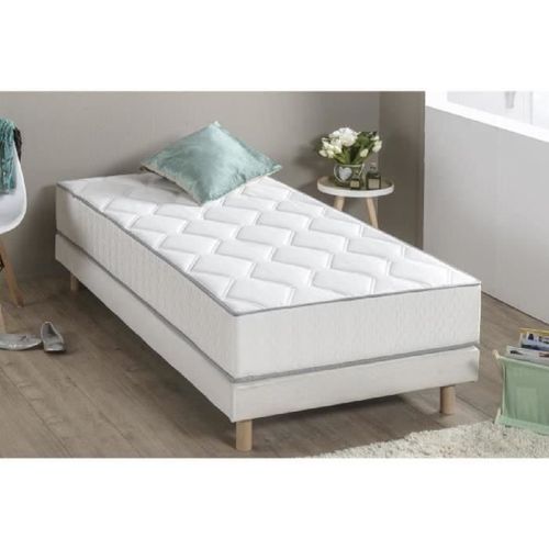 Ensemble Matelas Ressorts + Sommier Tapissier 90x190 - Confort équilibré - Ep. 23 Cm - Gris - Hyvyys