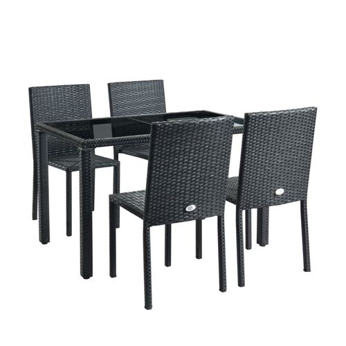 Ensemble Repas Tablechairp En Résine Tressée Noire 4 Places
