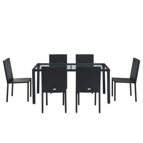 Ensemble Repas De Jardin Tablechair En Résine Tressée Noire 6 Places