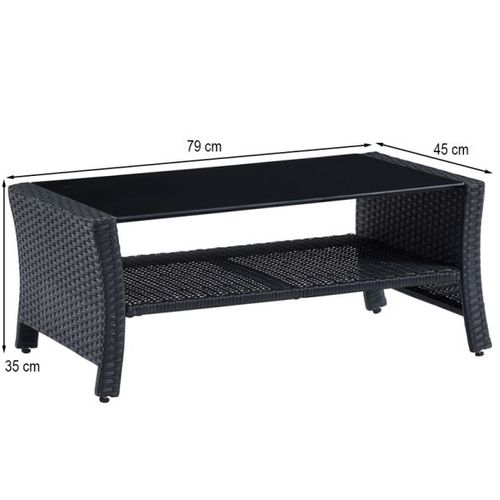 Salon De Jardin Fidji 4 Places En Résine Tressée Noire Et Coussins Beige