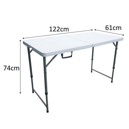 Table De Réception Pliante - 122 Cm - Structure En Acier Et Plateau En Polyéthylene Pehd - Blanc