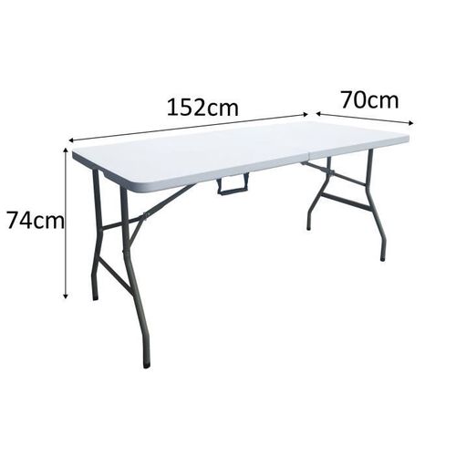 Table De Réception Pliante 6 Personnes - 150 Cm - Structure Acier Et Plateau En Polyéthylene Pehd