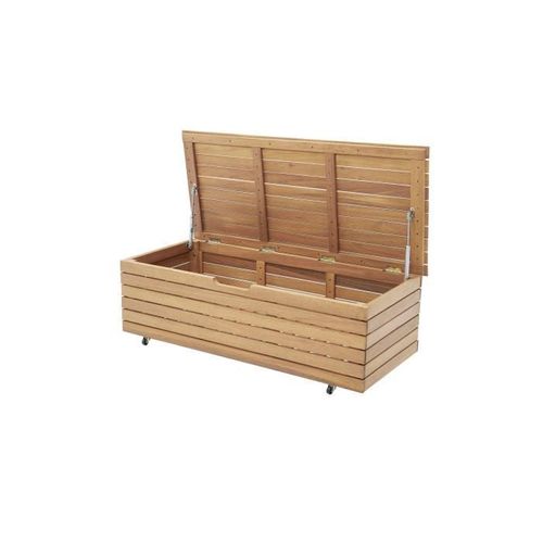 Coffre De Rangement Jardin En Bois Exotique D'eucalyptus FSC - 190L 48,5 X 109,5 X 37 Cm
