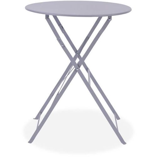 Set Bistrot Ensemble Repas De Jardin Table Pliante + 2 Chaises Structure : Acier Coloris : Gris