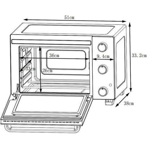 Mini four Électrique 35l Noir - 1500w - Rôtissoire - Cemf35b4