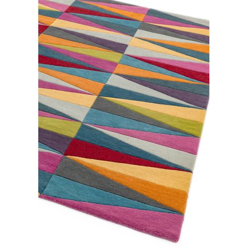 Tapis Pure Laine à Motifs Colorés Flashy Triangles - Multicolore 175x250 Cm