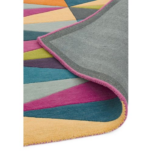 Tapis Pure Laine à Motifs Colorés Flashy Triangles - Multicolore 175x250 Cm