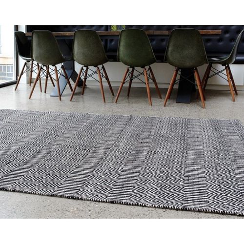 Tapis Tissé Main Silwan En Coton - Noir - 160x230 Cm