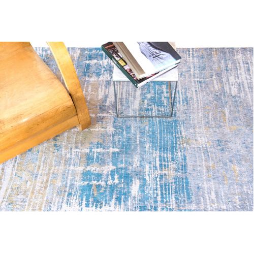 Tapis De Salon Long Island Blue En Coton - Bleu Lagon - 230x330 Cm