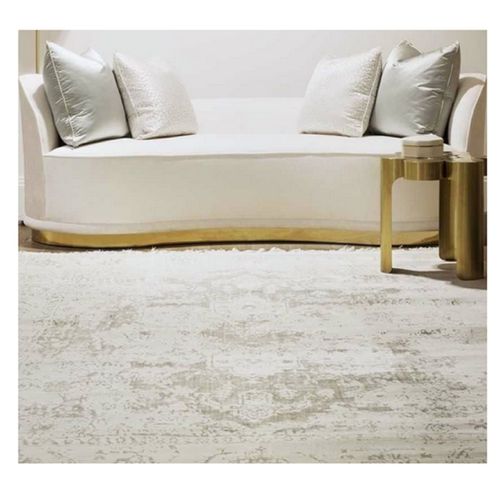 Tapis Salon Moderne Designer Vintage En Viscose - Blanc Cassé - 135x190 Cm