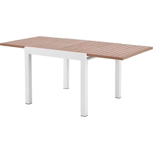 Table De Jardin Extensible - Rectangulaire - Aspect Bois - Aluminium - 8 Personnes -