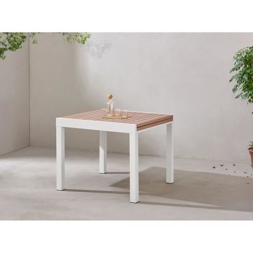 Table De Jardin Extensible - Rectangulaire - Aspect Bois - Aluminium - 8 Personnes -