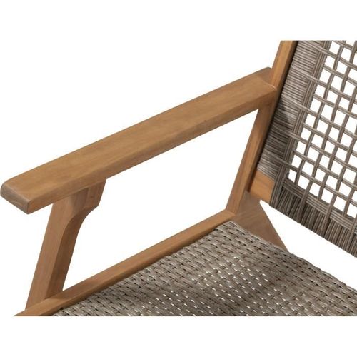 Fauteuil De Jardin Bas En Bois D'acacia Fsc Et En Résine Tressée - L60xp76xh73 Cm
