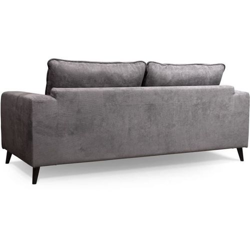 Canapé Convertible - 3 Places - Soan - Tissu Gris - 202 X 98 X 88 Cm -