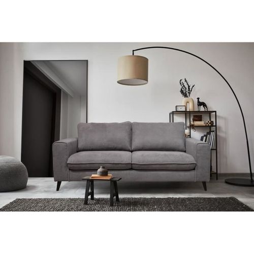 Canapé Convertible - 3 Places - Soan - Tissu Gris - 202 X 98 X 88 Cm -