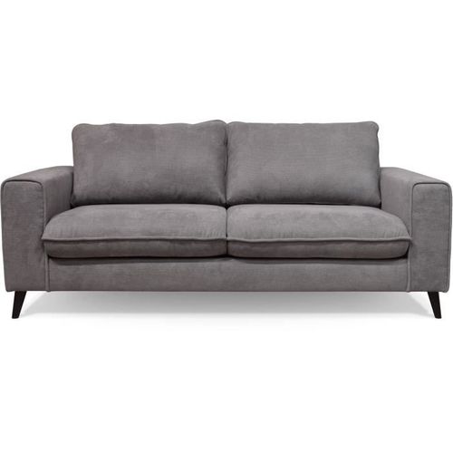 Canapé Convertible - 3 Places - Soan - Tissu Gris - 202 X 98 X 88 Cm -