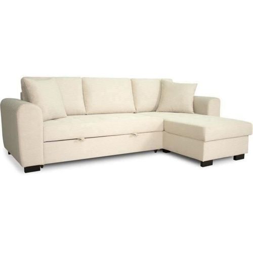Canapé D'angle Convertible Réversible - 4 Places - Hamilton - Velours Beige - L 245 X P 150 X H 86