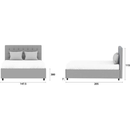 Lit Coffre Adulte Eliza 140 X 190 Cm - Sommier Inclus - Gris Foncé