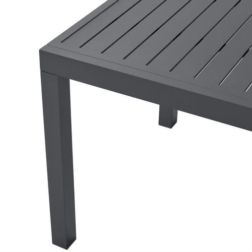 Table De Jardin - 6 à 10 Personnes - Structure Aluminium - L 135-270 X P 90 X H 75 cm - Gris Foncé